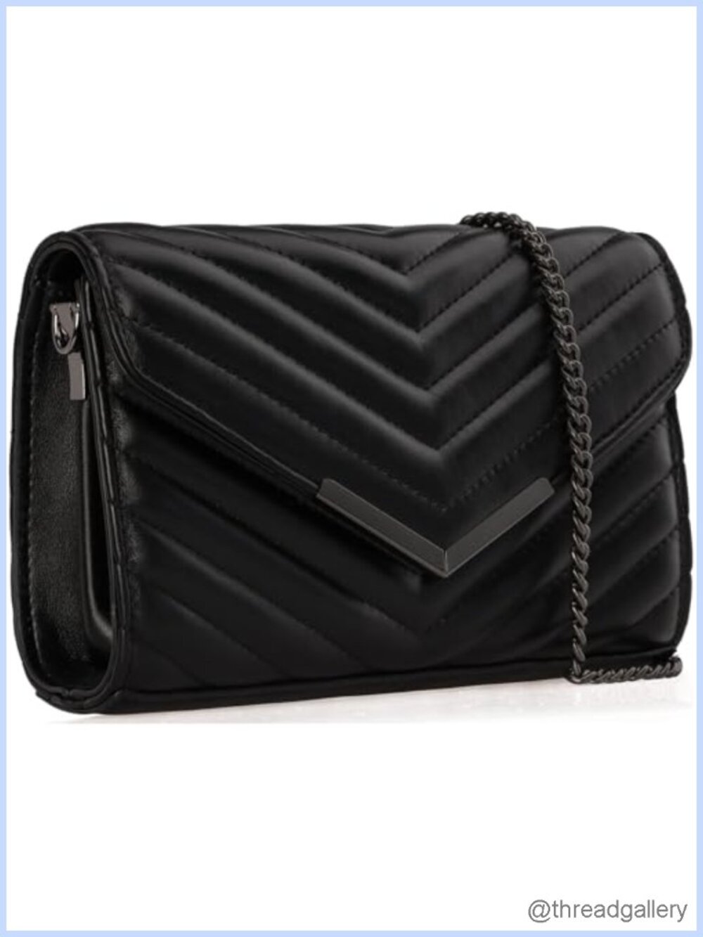 Quilted Vegan Leather Envelope Clutch Crossbody Evening Bag Chain Strap